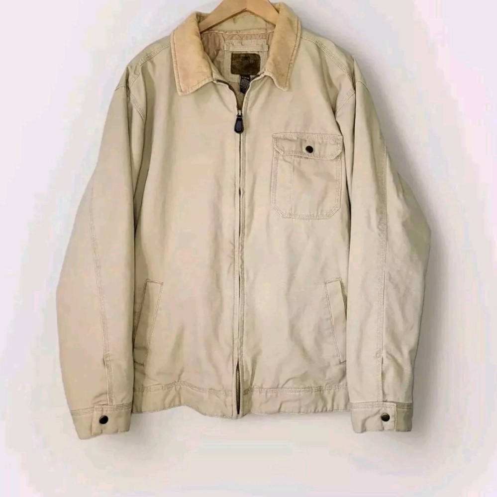 Vintage 90s Faded Glory Tan Canvas Corduroy Collar Jacket Size XL Mens - Picture 1 of 8
